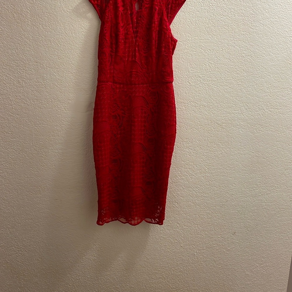 Guess Red Sheath Midi Dress V-neck Sleeveless
